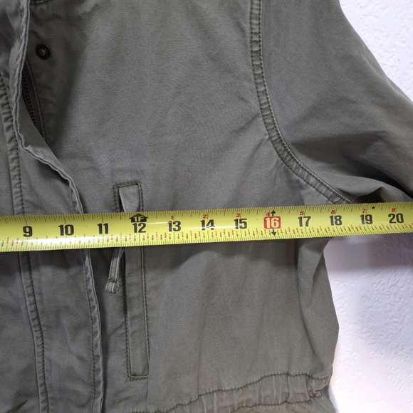 Madewell Cinched Waist Jacket Olive Green Canvas Zip Up Pockets Size Large - Picture 14 of 16